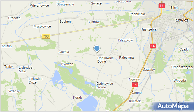 mapa Dąbkowice Dolne, Dąbkowice Dolne na mapie Targeo